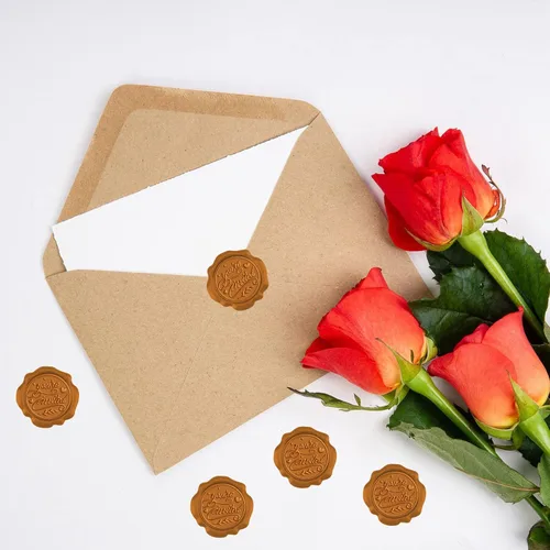 Vista 4 de CRASPIRE 50 calcomanías de sello de cera con texto en inglés "You're Invited", autoadhesivas, calcomanías de sello de cera para sobres de boda