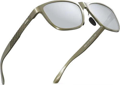 Vista 22 de ATTCL Polarized Sunglasses Men Al-Mg Metal Ultralight UV400 for Driving Verde/Gris (Army Green-Grey)