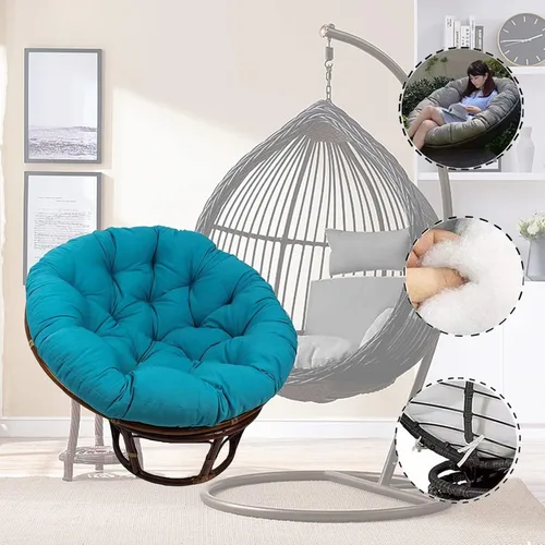 Vista 2 de Cojín giratorio para silla de huevo de 360 grados, sin silla, cojín de algodón redondo de color sólido, para jardín interior, negro, 39,409.4 in