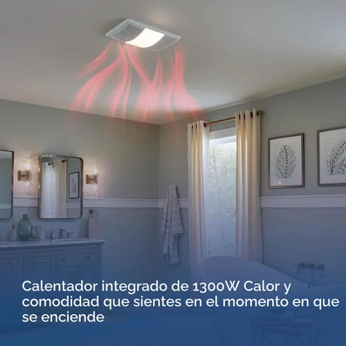 Vista 5 de Broan-NuTone BHFLED80 PowerHeat - Extractor de baño, calentador y combinación de luz LED, 80 CFM.
