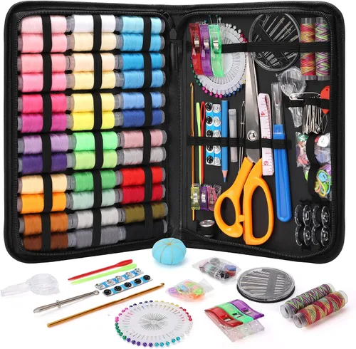 Vista 18 de Coquimbo - Kit de costura para adultos, niños, principiantes, viajeros, suministros de costura portátiles, contiene cinta métrica suave, tijeras