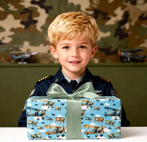 Vista 5 de Dtiafu Rollo de papel de regalo de avión – Envoltura de regalo de aviones vintage con diseño de nube de cielo azul para niños, baby shower