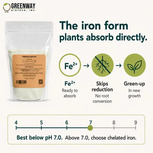 Vista 3 de Greenway Biotech Ferroso Sulfato 20% Fertilizante Fe de Hierro, Soluble en Agua con Azufre para Céspedes, Árboles, Arbustos, Verduras y Plantas