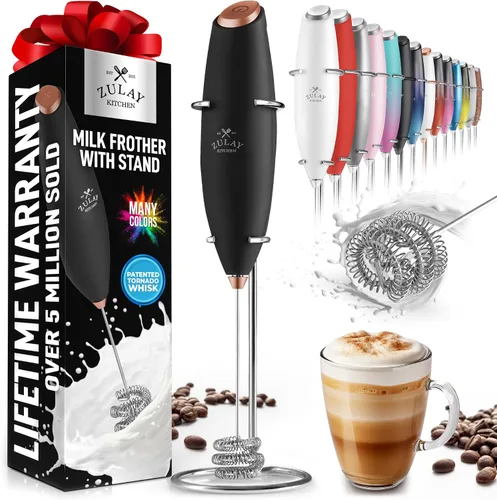 Vista 358 de Zulay Milk Boss Espumador de leche potente manual, hace espuma para latte, batidor para mezclar bebidas, café, miniespumador para capuchino, frappé