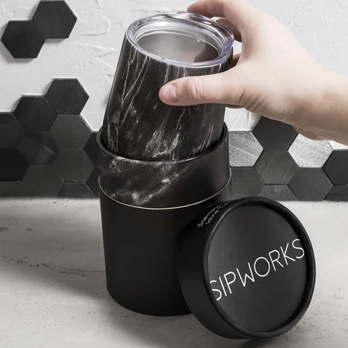 Vista 9 de Sipworks Vaso de vino de acero inoxidable: copa de vino sin tallo aislada al vacío de doble pared con tapa, 12 onzas, juego de 2, caoba/oro rosa