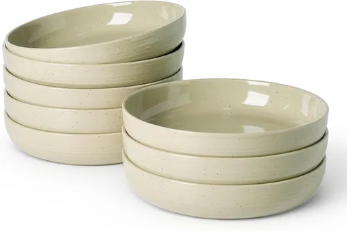 Vista 29 de famiware Milkyway - Juego de 4 cuencos para pasta, 33 onzas, hilo beige