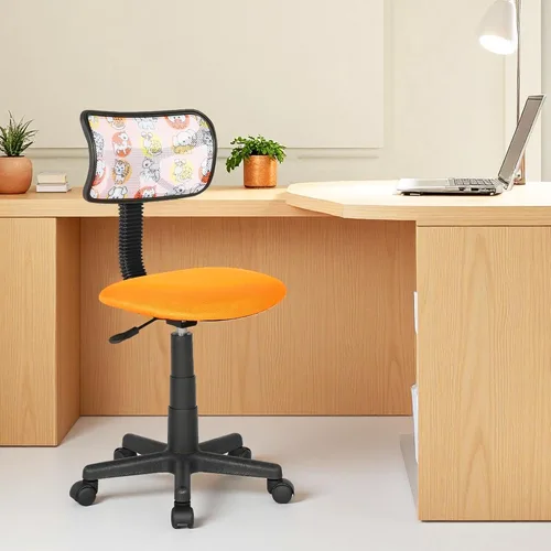 Vista 2 de JJS Home - Juego de escritorio y silla giratoria pequeña, asiento ergonómico ajustable de malla transpirable, asiento ergonómico ajustable, taburete