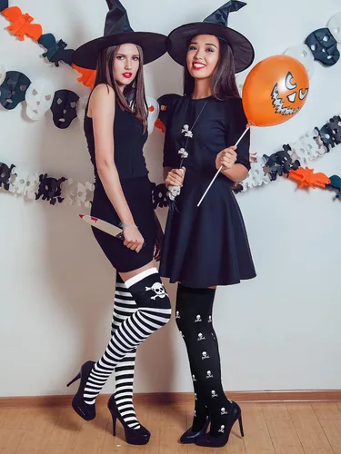 Vista 5 de Boao 4 pares de medias largas hasta el muslo por encima de la rodilla, calcetines de fiesta de cosplay