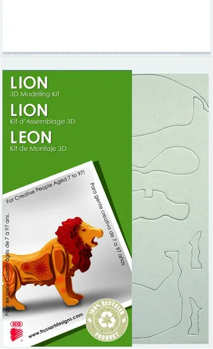 Vista 2 de Lion - Kit de rompecabezas europeo 3D; arte y manualidades, kit