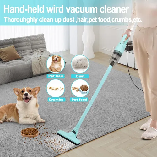 Vista 3 de Aspiradora ligera 6 en 1 con potente motor de 100 W, mini aspiradora portátil de mano para suelos duros domésticos, alfombras y pelo de mascotas