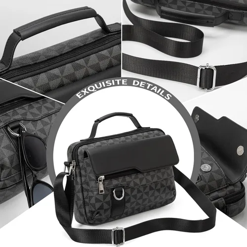 Vista 5 de XIKIBEA Bolso cruzado para hombre, bolso de hombro para hombre para ir al trabajo, bolso de viaje Bolso de trabajo para hombre pequeño