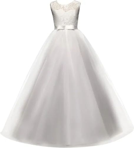Vista 21 de Vestido Yaphyee largo, de princesa, con flores, formal, para boda, dama de honor, para fiesta, para niña