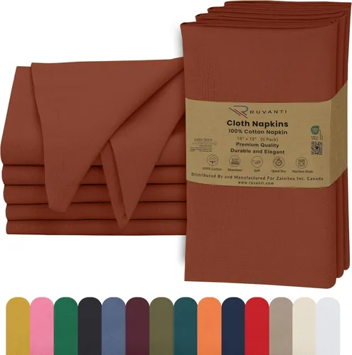 Vista 11 de Ruvanti - Servilletas de tela, paquete de 6, 45x45 centímetros, 100% algodón, lavables, suaves y absorbentes, perfectas para bodas, cenas de Belleza