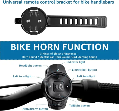 Vista 8 de Ebike Turn Signals, Rechargeable Bike Tail Light with Remote IP65 Waterproof Bicycle Rear Light, USB Rechargeable, Wireless Control Blinkers Fits