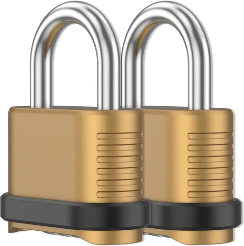 Vista 9 de Paquete de 6 cerraduras de combinación resistentes a la intemperie, combinación de 4 dígitos para exteriores, cerraduras de combinación de latón