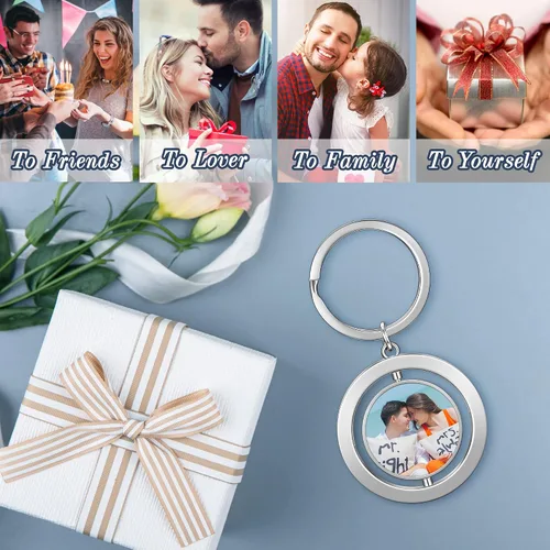 Vista 4 de Jovivi Llaveros personalizados personalizados con foto de doble cara, impresión a todo color, aleación de texto, imagen, llavero para hombres