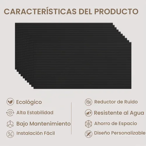 Vista 6 de Paquete de 10 paneles acústicos grandes de 48 x 24 x 0.38 pulgadas, paneles de pared autoadhesivos para amortiguar el sonido, paneles de pared Negro