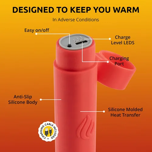 Vista 6 de POWERPAW - Calentador de manos recargable, calentador de manos eléctrico portátil, 3 niveles de calor, 5000mAh, batería USB-C, calentador