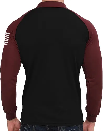 Vista 5 de BlackTeak Men's Patriotic Long Sleeve Polo Shirt Patriotic Casual American Flag Graphic Golf Polo Shirts