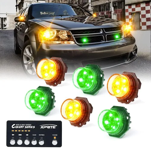 Vista 25 de Xprite Kit de luces estroboscópicas LED ámbar ocultas, 20 patrones intermitentes con panel de control, faros, luces traseras, luces antiniebla