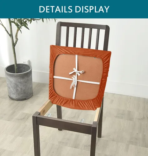 Vista 4 de Fundas de asiento de terciopelo para silla, fundas de asiento suaves y elásticas para comedor y cocina, protector de asiento de silla extraíble