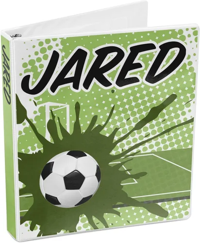 Vista 4 de Carpeta de fútbol personalizada con 3 anillas, 1 pulgada, color verde