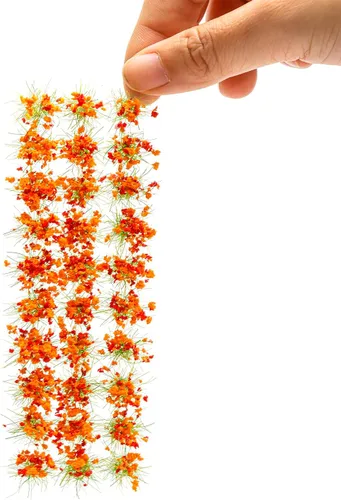 Vista 2 de 90 unidades de racimo de flores coloridas en miniatura para vegetación, grupos de vegetación estática, para tren, paisaje, ferrocarril, paisaje