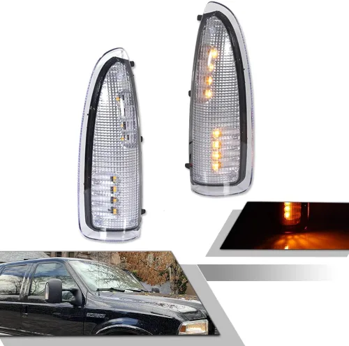 Vista 12 de para 2003 2004 2005 2006 2007 Ford F250 F350 F450 F550 F650 Super Duty y 2000-2005 Ford Excursion Luz de Señal de Giro de Lente Ámbar LED Marcador