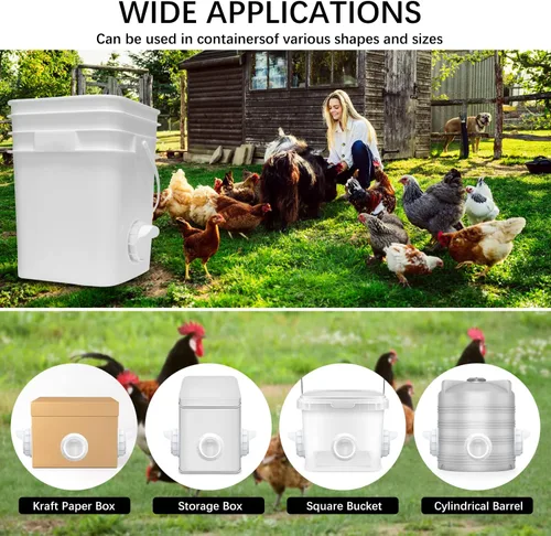 Vista 5 de 6 puertos de alimentación de pollo, tazas de alimentación de aves de corral Blanco -6 piezas