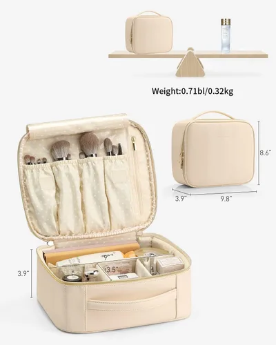 Vista 4 de Vlando - Bolsa de maquillaje de viaje, organizador de bolsa de maquillaje, ideas de regalo para mujeres y niñas, bolsa de almacenamiento