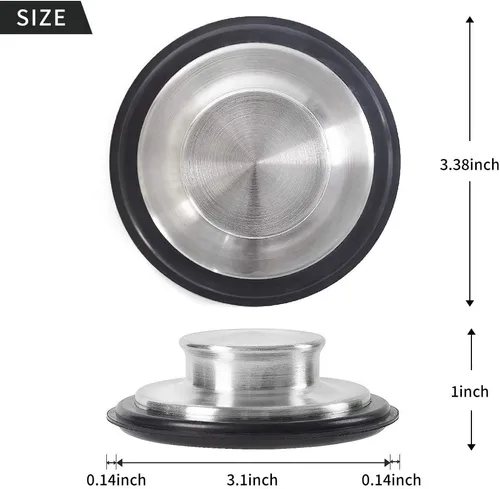 Vista 2 de CORNERJOY Tapón para fregadero de cocina de acero inoxidable, borde ancho grande de 3.38 pulgadas de diámetro, tapón de eliminación de basura