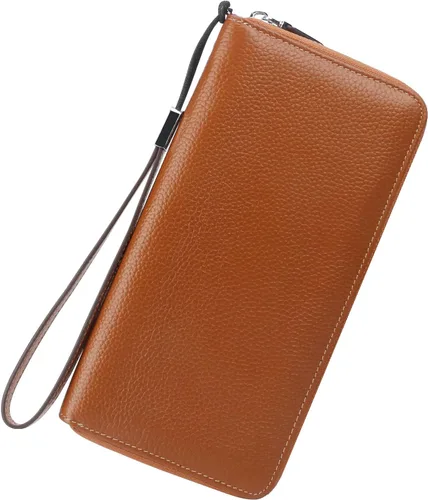 Vista 60 de Lavemi Pequeña cartera compacta para mujer, con bloqueo RFID, de piel auténtica, plegable, con ventanas de identificación