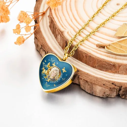 Vista 4 de XIUDA Collar de urna con foto personalizada para cenizas, collar de cenizas con foto personalizada, joyería de cremación para mujeres, collar