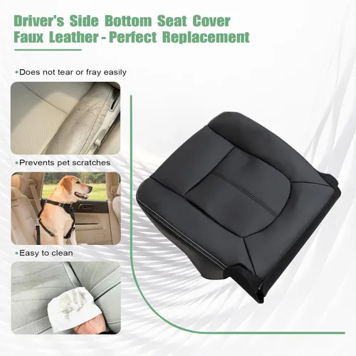 Vista 9 de FZJDSD Funda de asiento de repuesto de piel de microfibra perforada para el lado del conductor, color negro, compatible con Ford F250 F350 F450 F550