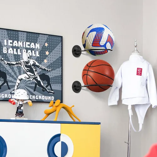 Vista 5 de S SUCHEK Soporte para pelotas de baloncesto y deportes, soporte de pared para baloncesto, fútbol, voleibol, fútbol, rugby