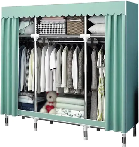 Vista 8 de large closets Portable Wardrobe Closet Thick Metal Frame Closets for Bedroom Cloth Wardrobe Closet for Bedroom Hanging Clothes Closet Space-saving
