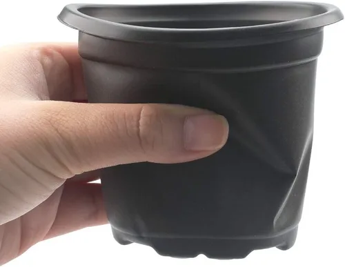 Vista 8 de KINGLAKE 100 piezas de macetas de plástico de 10 cm para plantas negras