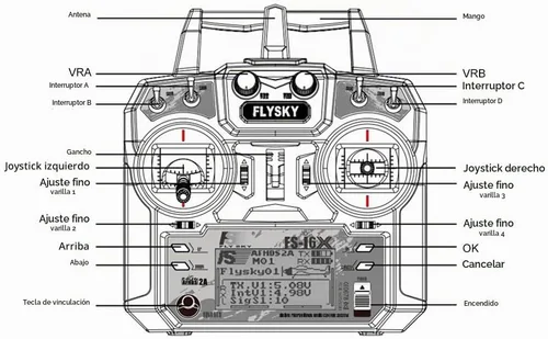 Vista 6 de GoolRC Flysky FS-i6X 2.4GHz 10CH AFHDS 2A Transmisor RC con receptor FS-iA6B para RC Drone Avión Helicóptero