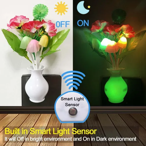 Vista 5 de 4 luces LED de noche enchufables con sensor de atardecer a amanecer, 7 cambios de color, lámparas de pared enchufables para niños adultos