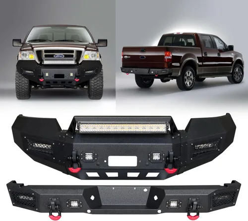 Vista 14 de Textura de parachoques delantero y trasero negro compatible con F150 2009 2010 2011 2012 2013 2014 (excluyendo Raptor y Ecoboost) con placa