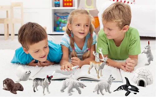 Vista 6 de NatureMan Juego de 10 figuras de animales árticos, mini juego de juguetes de animales árticos, figuras de animales marinos del océano del círculo