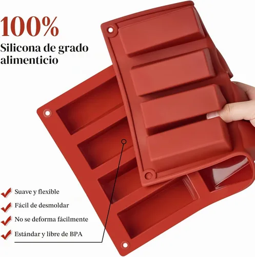 Vista 2 de Paquete de 2 moldes de barra de granola de silicona, molde de barra de proteína rectangular de 12 cavidades, moldes de silicona para hornear