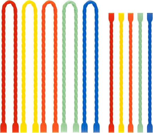 Vista 13 de 20 PCS bridas de silicona para cables, reutilizables, de goma con torsión, flexibles, con núcleo de acero, para agrupar y sostener, ataduras