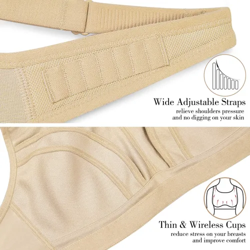 Vista 5 de Wingslove Sujetadores deportivos para mujer, de alto impacto, ajustable, sin varillas, talla grande, para entrenamiento, correr, talla grande