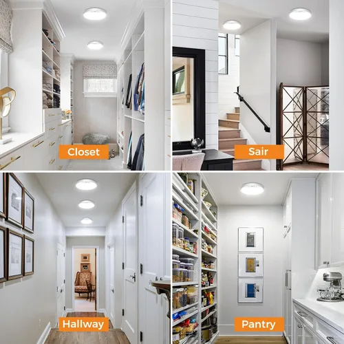 Vista 5 de slochi Paquete de 4 Luces con Sensor de Movimiento para Interiores con Cable, Luces de Armario de 5000K con Sensor de Movimiento, 15W 1500LM Lámpara