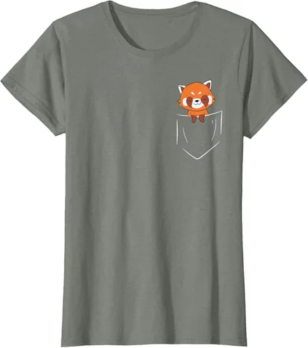 Vista 16 de Funny Red Panda In Pocket - Camiseta con bolsillo, Negro, S