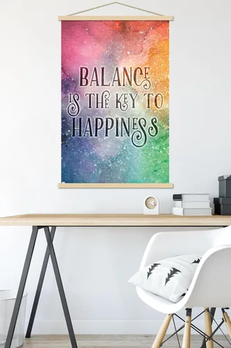 Vista 5 de Trends International Brigid Ashwood - Balance is the Key Wall Poster with Magnetic Frame Premium Print and White Hanger Bundle