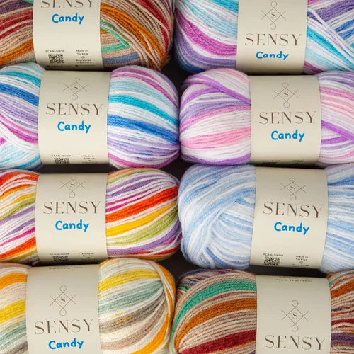 Vista 9 de Sensy Candy Yarn - Hilo de 5 madejas, 3.5 onzas, 251 yardas, multicolor para ganchillo y tejido, calibre ligero 3