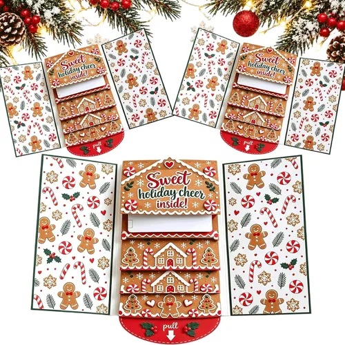 Vista 8 de Folleto de tarjetas de regalo de Navidad en cascada 2027, 3 portatarjetas #B 3 piezas
