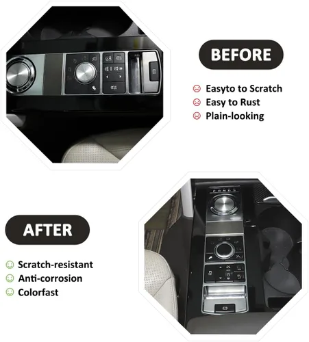 Vista 2 de Aleación modificada consola central botón de control multimedia perilla embellecedores cubierta pegatinas para Land Rover Range Rover Vogue 2015